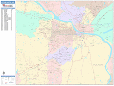 Little Rock Digital Map Color Cast Style